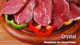  Presentation with billards pool table ready - Audience pleasing theme consisting of red meat on wooden table backdrop and a tawny brown colored foreground