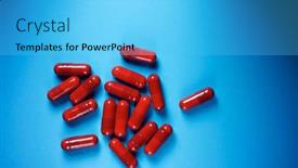  Presentation with capsules - Presentation theme having red-medicine-capsules background and a cyan colored foreground