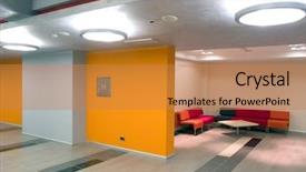  Presentation with waiting room - Cool new PPT theme with red modern - waiting room backdrop and a coral colored foreground