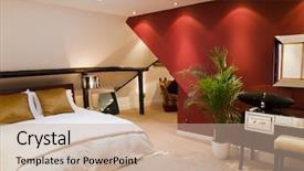  Presentation with bedroom modern - Presentation theme having red modern bedroom interior background and a coral colored foreground