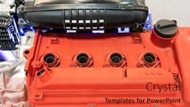  Presentation with car engine - Colorful presentation theme enhanced with red-modern-powerful-car-engine backdrop and a red colored foreground