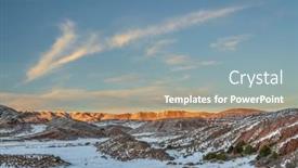  Presentation with mountain snow - Slides with red-mountain-open-space-recreational background and a mint green colored foreground