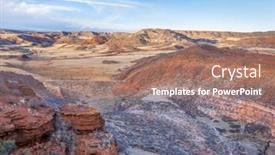  Presentation with space - Presentation design featuring red-mountain-open-space-recreational background and a coral colored foreground