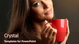  Presentation with coffee cup diary - PPT theme having red mug - beautiful young woman with cup background and a  colored foreground