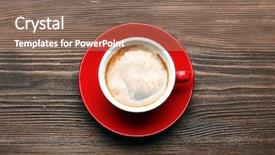  Presentation with cup coffee - Beautiful slides featuring red mug - cup of coffee on wooden backdrop and a coral colored foreground