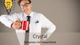  Presentation with light bulb - PPT layouts with red mug and light bulb background and a mint green colored foreground