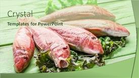  Presentation with wooden - Theme with red-mullets-on-the-wooden background and a soft green colored foreground