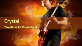  Presentation with electric guitar - Beautiful PPT layouts featuring red music - rock guitarist play backdrop and a tawny brown colored foreground