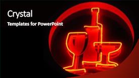  Presentation with alcohol - PPT theme enhanced with red neon sign of alcohol background and a wine colored foreground