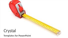  Presentation with tape measure - Theme with red new tape-measure on a white background background and a white colored foreground