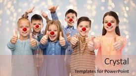  Presentation with childhood - Colorful PPT theme enhanced with red nose day charity backdrop and a coral colored foreground