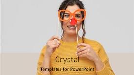  Presentation with red grey - Colorful slide deck enhanced with red-nose-day-party-props backdrop and a yellow colored foreground