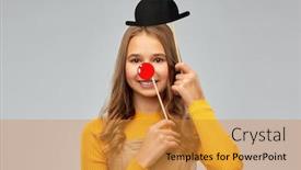  Presentation with red grey - Theme enhanced with red-nose-day-party background and a gold colored foreground