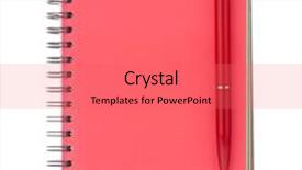  Presentation with red and black - Presentation design enhanced with red notebook with black pen isolated on white background cutout background and a coral colored foreground