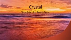  Presentation with tropical beach sunset - Theme enhanced with red ocean - tropical beach at beautiful sunset background and a gold colored foreground