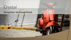  Presentation with old fashioned - Presentation theme enhanced with red-old-fashioned-moped background and a light gray colored foreground