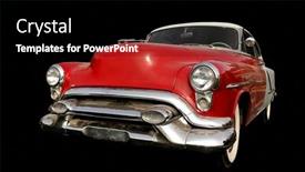  Presentation with old muscle car - Cool new PPT theme with red-old-muscle-car-isolated backdrop and a black colored foreground