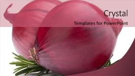  Presentation with red onion - Amazing slides having red onion and rosemary leaves still life isolated on white background cutout backdrop and a coral colored foreground