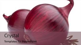  Presentation with red onion - Amazing slide set having red onion and rosemary leaves still life isolated on white background cutout backdrop and a violet colored foreground