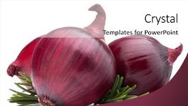  Presentation with red onion - Audience pleasing PPT layouts consisting of red onion and rosemary leaves isolated on white background cutout backdrop and a white colored foreground