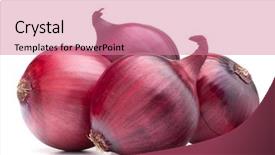  Presentation with red onion - Amazing presentation theme having red onion bulb isolated on white background cutout backdrop and a coral colored foreground