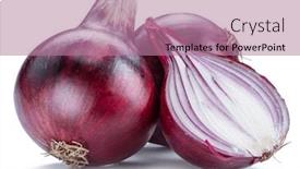  Presentation with red onion - Slides consisting of red onion bulbs and cross section of onion on white background background and a coral colored foreground