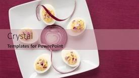  Presentation with maroon - PPT theme having red-onion-deviled-eggs background and a coral colored foreground