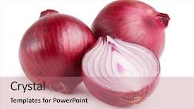  Presentation with red onion - PPT theme featuring red onion isolated on white background and a coral colored foreground
