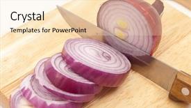  Presentation with red onion - Amazing slide deck having red onion with knife backdrop and a lemonade colored foreground