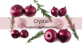  Presentation with garlic - PPT theme consisting of red onions garlic and rosemary background and a coral colored foreground
