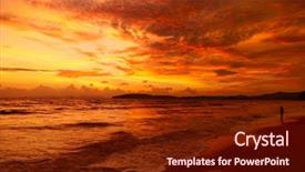  Presentation with black women alone - Colorful PPT layouts enhanced with red orange - alone man walking on beach backdrop and a tawny brown colored foreground