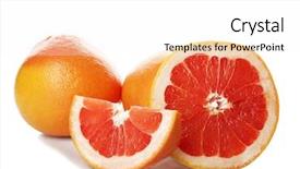  Presentation with pomegranates and grapefruit - Theme with red orange - juicy grapefruit isolated on white background and a white colored foreground