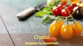  Presentation with colorful geometry - Presentation theme with red orange - various of colorful tomatoes background and a  colored foreground