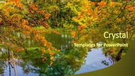  Presentation with cold water - Amazing PPT theme having red orange leaves of autumn backdrop and a tawny brown colored foreground