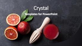  Presentation with red grapefruit orange orange - Presentation theme enhanced with red oranges and juice glass background and a dark gray colored foreground