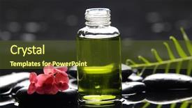  Presentation with massage therapy - Beautiful slides featuring red orchid and fern leaf with massage oil with therapy stones backdrop and a tawny brown colored foreground