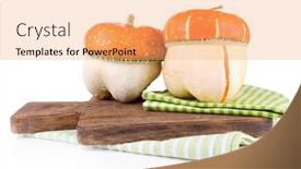  Presentation with cutting board - Beautiful presentation theme featuring red-ornamental-pumpkins-on-wooden backdrop and a yellow colored foreground