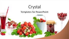  Presentation with ice cream - Slide set enhanced with red panels - panoramic collage fruit drinks smoothie background and a white colored foreground