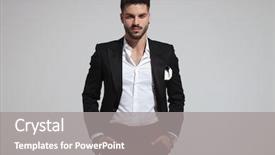  Presentation with black man fashion - Slide deck consisting of red pants holding pocket background and a gray colored foreground