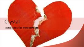  Presentation with torn paper - PPT theme with red paper heart torn isolated background and a red colored foreground