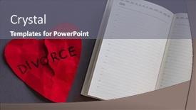  Presentation with divorce - PPT theme consisting of red-paper-heart background and a gray colored foreground