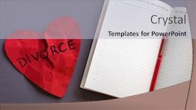  Presentation with divorce - Slide deck with red-paper-heart background and a light gray colored foreground