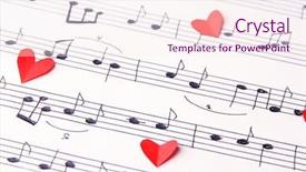  Presentation with music hearts - Audience pleasing slide set consisting of red paper hearts on music backdrop and a sky blue colored foreground