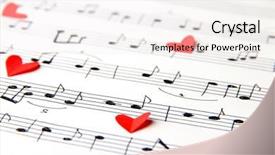  Presentation with music hearts - Beautiful slide set featuring red paper hearts on music backdrop and a white colored foreground