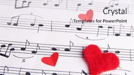  Presentation with music hearts - Amazing slide set having red paper hearts on music backdrop and a sky blue colored foreground