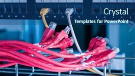  Presentation with ethernet - PPT theme featuring red-patch-cables-connected background and a ocean colored foreground