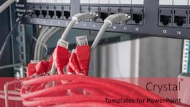  Presentation with ethernet - Theme having red-patch-cables-connected background and a red colored foreground