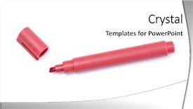  Presentation with pen - Audience pleasing presentation theme consisting of red pen isolated on white backdrop and a  colored foreground