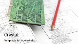  Presentation with schematic - Cool new presentation with red pencil and schematic diagram backdrop and a  colored foreground
