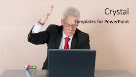  Presentation with angry miners - Presentation theme with red pencil leader - senior man angry while working background and a  colored foreground